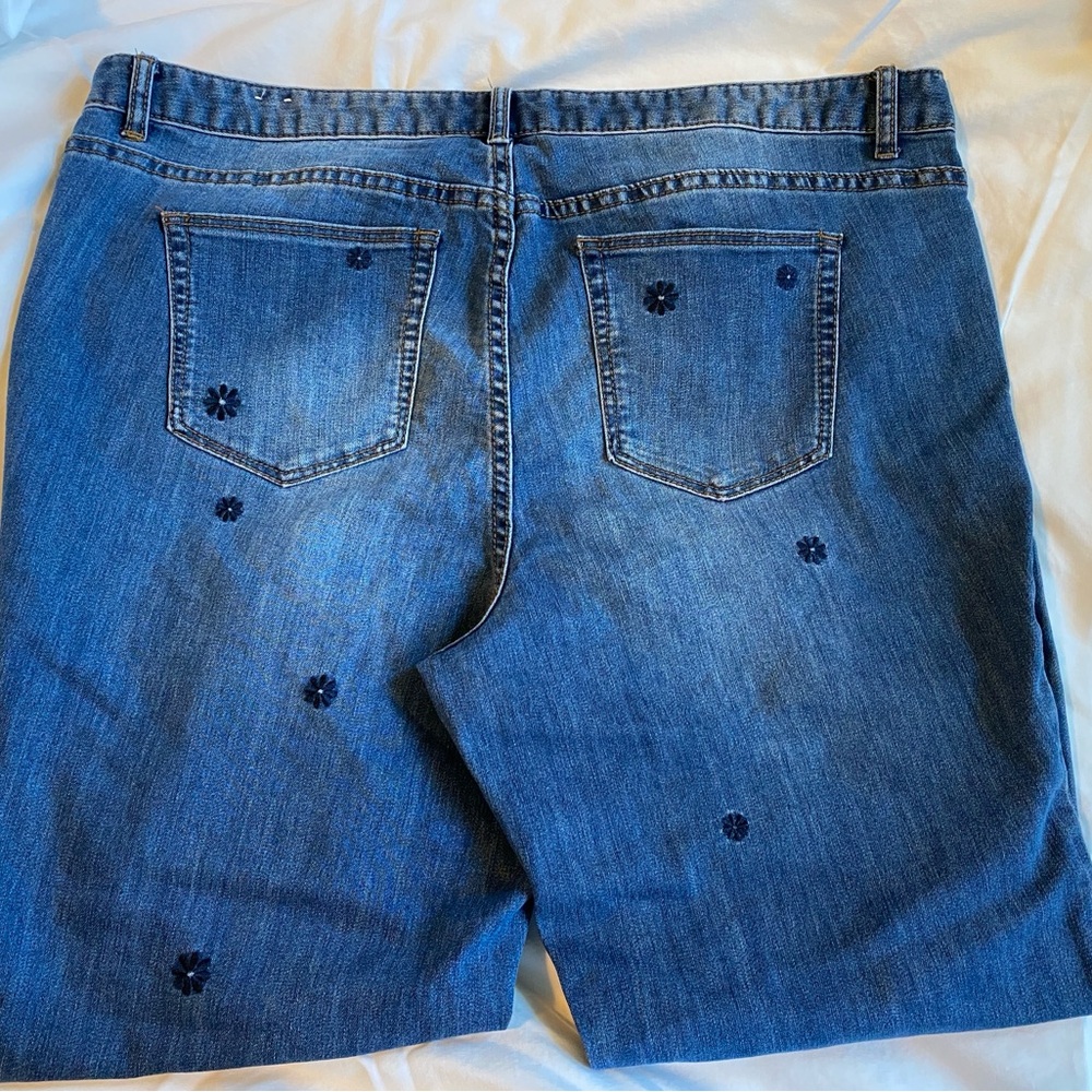 Westport Embroidered Blue Straight Leg Jeans - Picture 3 of 3